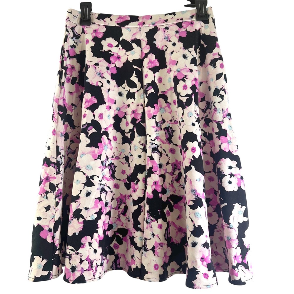 Cynthia Rowley Floral Fit & Flare Swing Midi Skirt Women's S A-Line Garden Girl